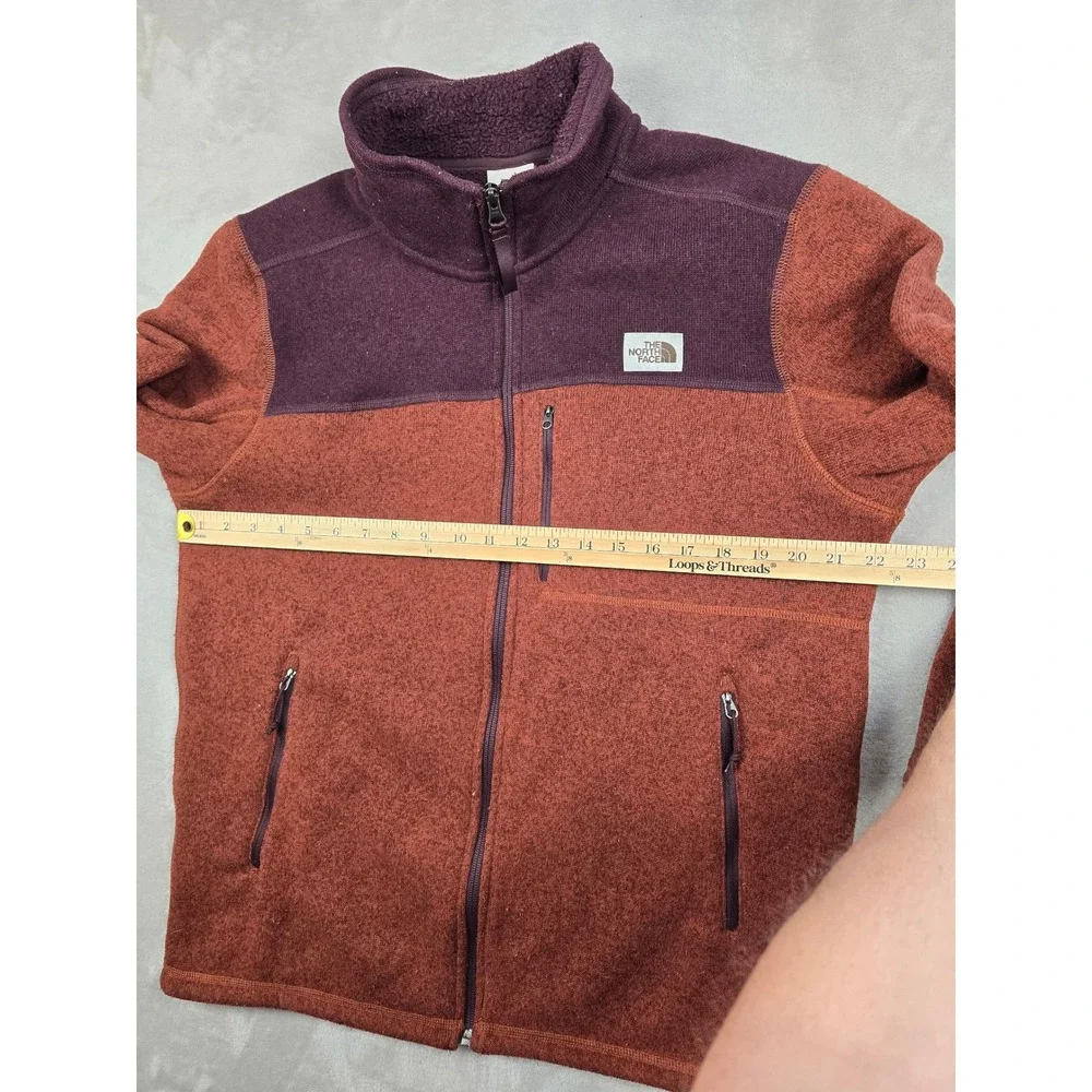 The North Face Fleece Jacket Mens‎ Large Orange Full Zip Sweater Pockets Outdoor